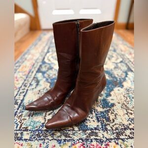 Cole Haan Italian Leather Brown Heeled Boots - Size 9